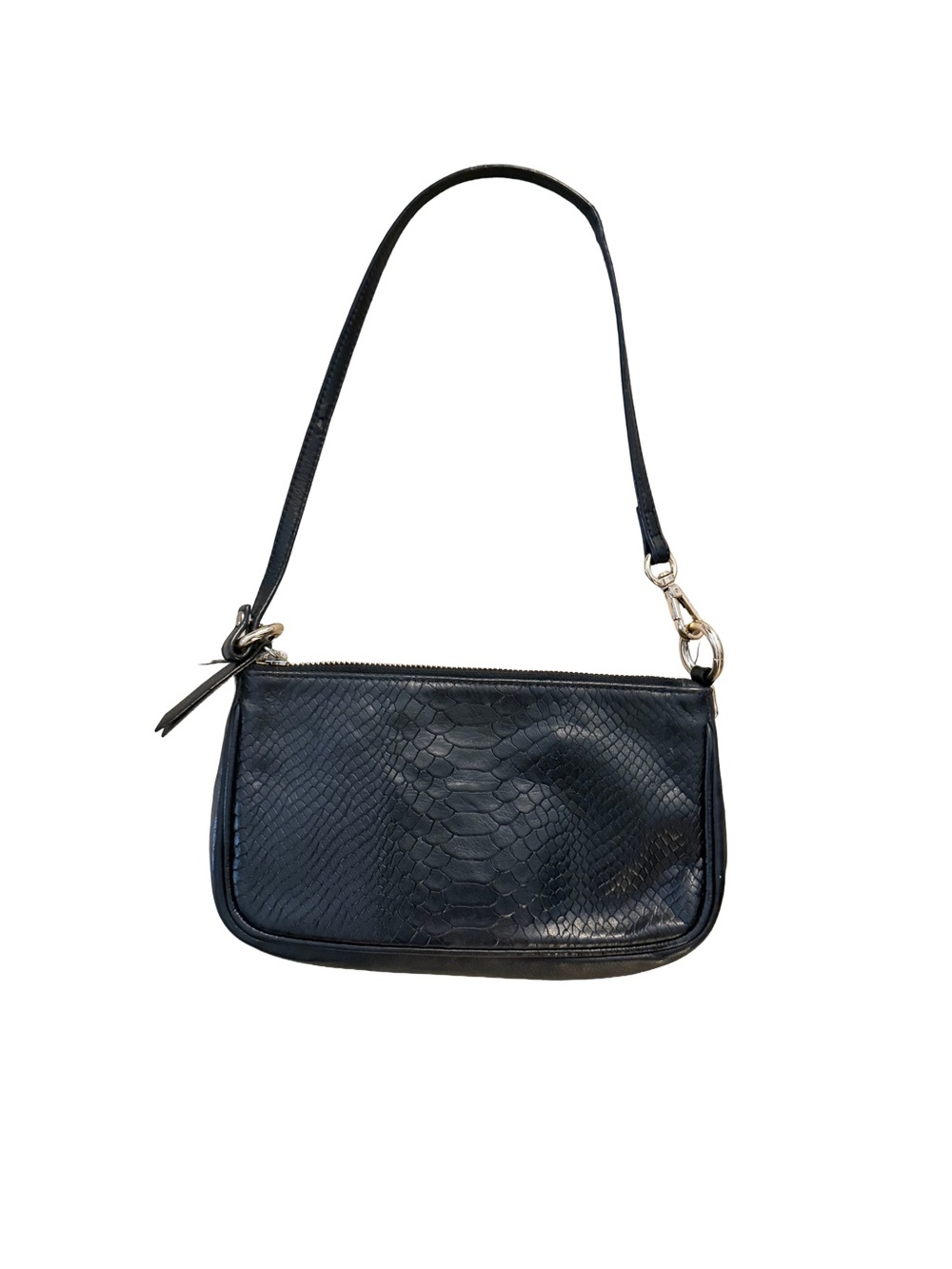 Black fake snakeskin Leather shoulder Bag